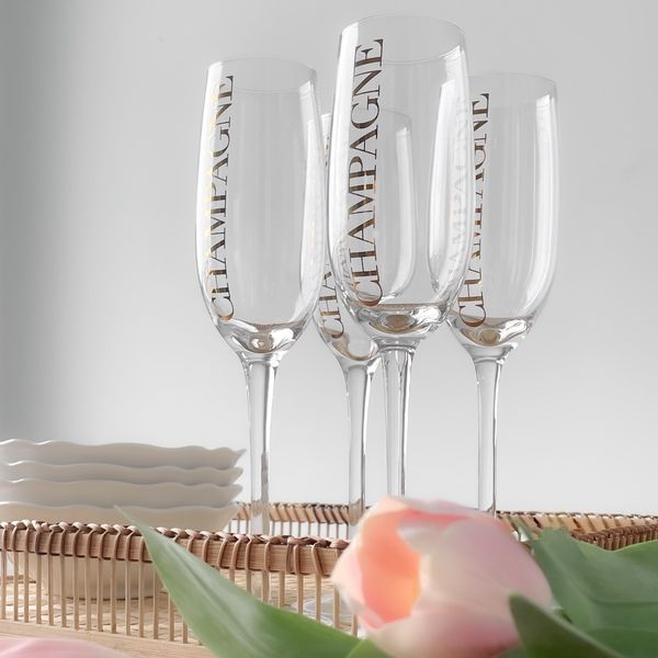Hovedbilde Champagneglass, transparent/gull